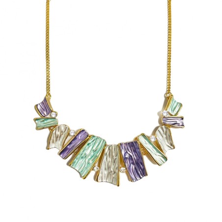 Girocollo Bijoux Astratto Tricolore Verde-Viola Palette Smaltato