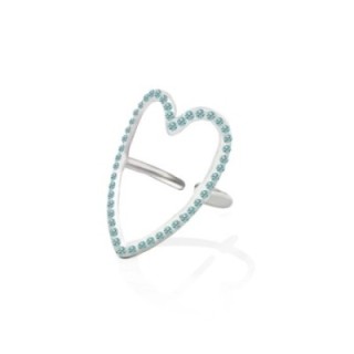 Anello Regolabile Cuore con Strass Tiffany Acciaio