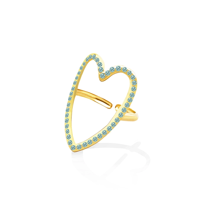 Anello Regolabile Cuore con Strass Tiffany Acciaio