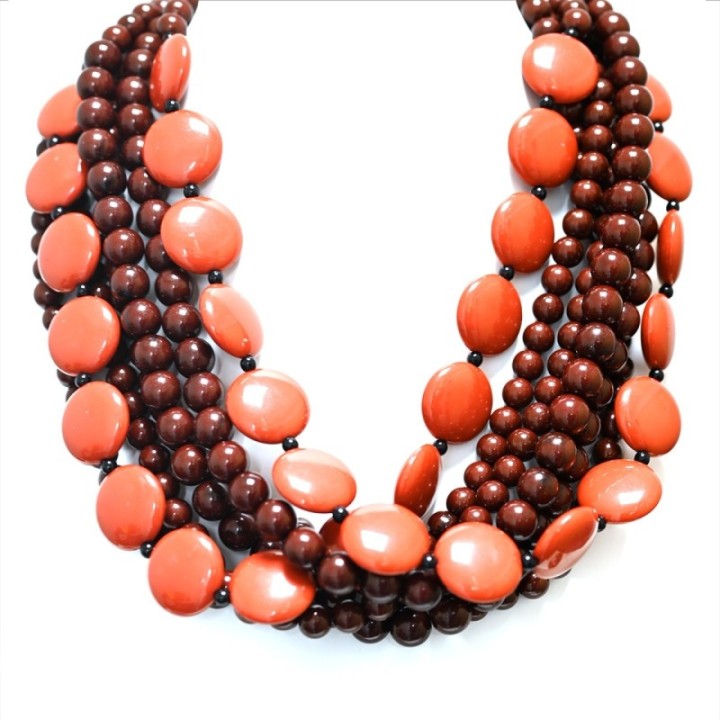 Collana Bijoux Multi-Filo Perline Corallo