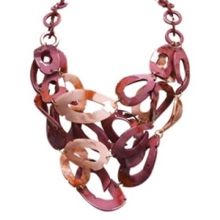 Collana Bijoux Viola con Anelli e Ciondoli Ovali