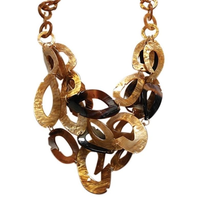 Collana Bijoux Caramel con Anelli e Ciondoli Ovali