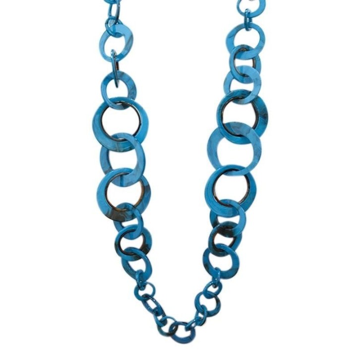 Collana Bijoux Lunga Azzurra Catena Cerchi