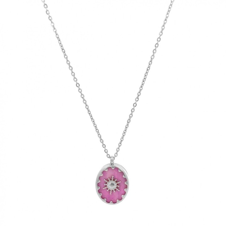 Girocollo Sole Pendente Fucsia Acciaio 316L