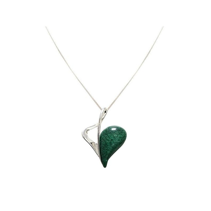 Collana Bijoux Ciondolo Metà Cuore Pietra Verde