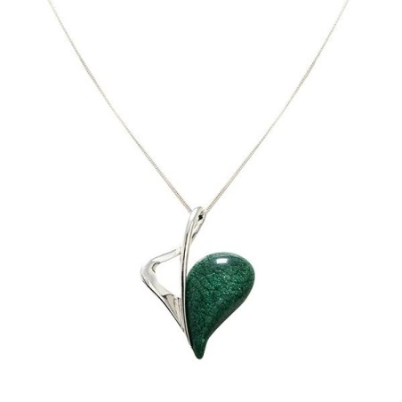 Collana Bijoux Ciondolo Metà Cuore Pietra Verde