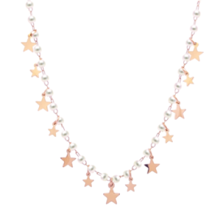 Girocollo Perle Stelline Acciaio 316L Dorato