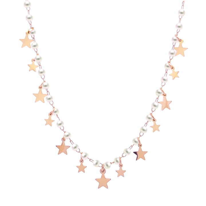 Girocollo Perle Stelline Acciaio 316L Dorato