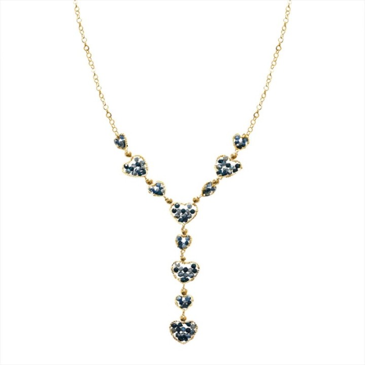 Diadema a Y Cuor di Cristallo Blu Acciaio 316L