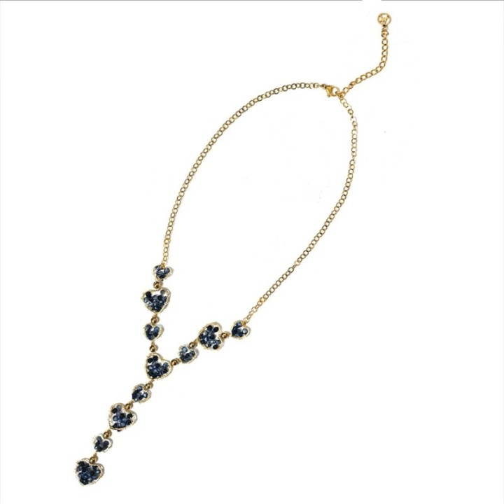 Diadema a Y Cuor di Cristallo Blu Acciaio 316L