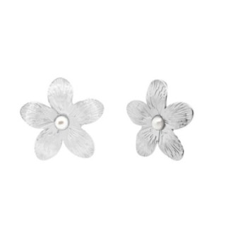 Bottone Piccolo Fiore con Perla Acciaio 25 mm