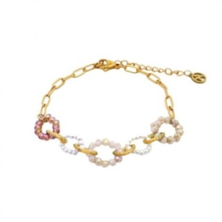 Bracciale Multi-Cerchi Cristalli Beige Acciaio 316L