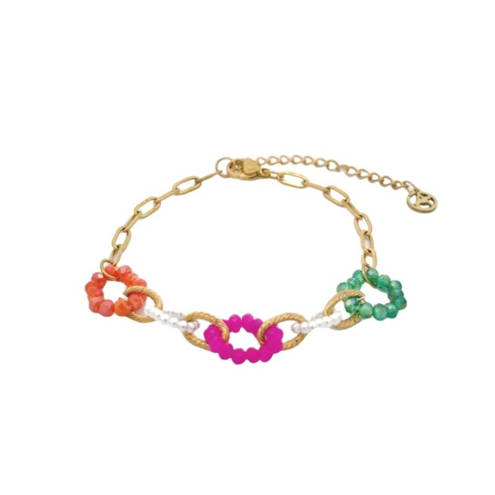 Bracciale Multi-Cerchi Cristalli Multicolore Acciaio 316L