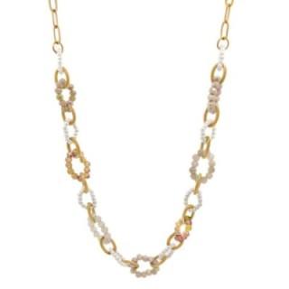 Girocollo Multi-Cerchi Cristalli Beige Acciaio 316L
