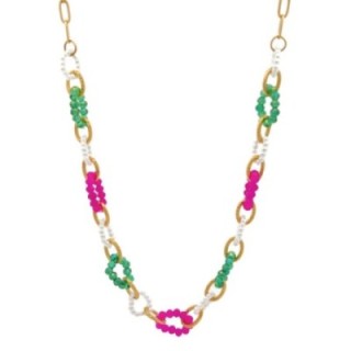 Girocollo Multi-Cerchi Cristalli Multicolore Acciaio 316L