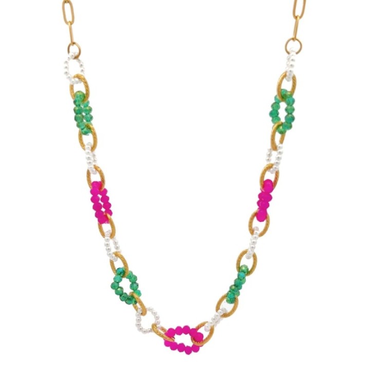 Girocollo Multi-Cerchi Cristalli Multicolore Acciaio 316L