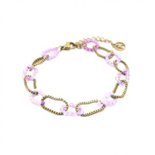 Bracciale Multi-Cerchi Cristalli Rosa Acciaio 316L