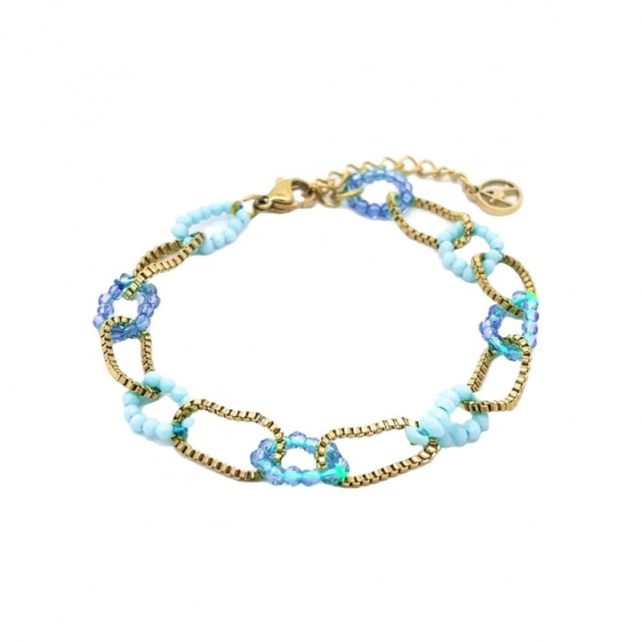 Bracciale Multi-Cerchi Cristalli Bluceleste Acciaio 316L