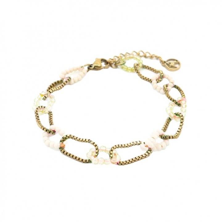 Bracciale Multi-Cerchi Cristalli Beige Acciaio 316L