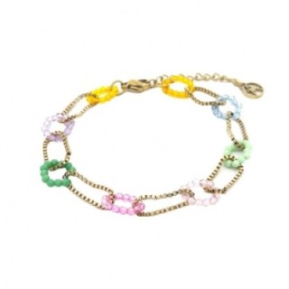 Bracciale Multi-Cerchi Cristalli Multicolore Acciaio 316L