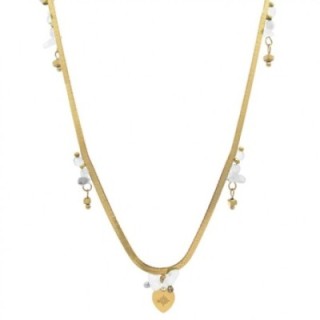 Catena Snake Pietre Bianche e Cuore Pendente Acciaio 316L
