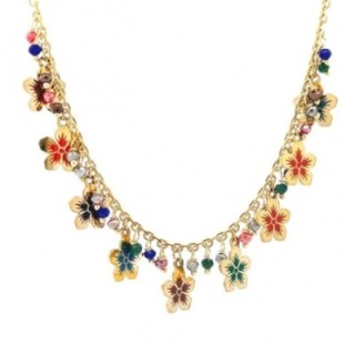 Giro-Catena Cristalli e Pendenti Fiore Multicolore Acciaio 316L