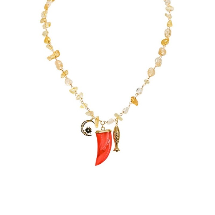 Giro-Pietre Giallo con Charms Portafortuna Acciaio 316L
