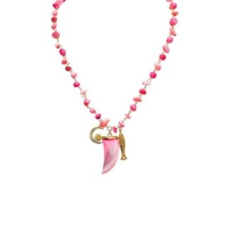Giro-Pietre Fucsia con Charms Portafortuna Acciaio 316L