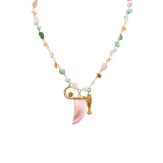 Giro-Pietre Multicolore con Charms Portafortuna Acciaio 316L