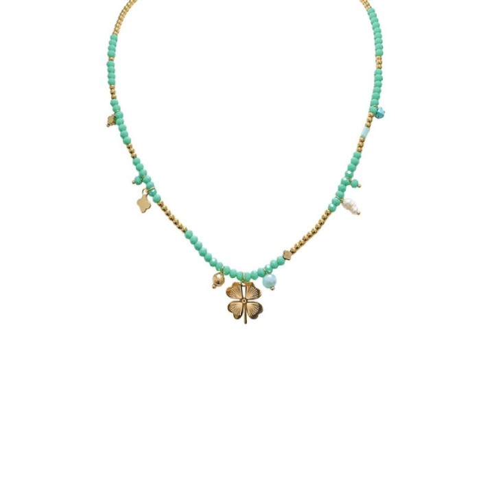 Girocollo Perline Turchese Charms Acciaio 316L