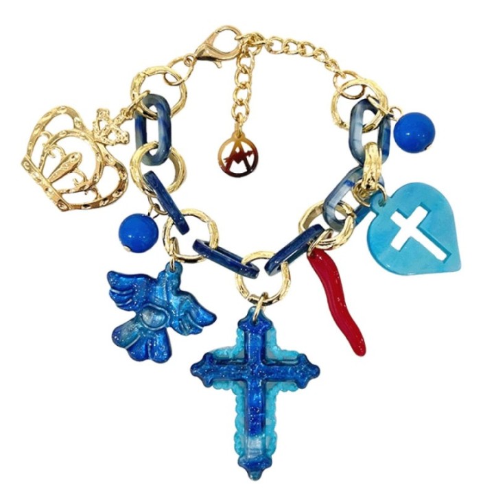 Bracciale Bijoux CRUX Catena Multi-Charms Blu
