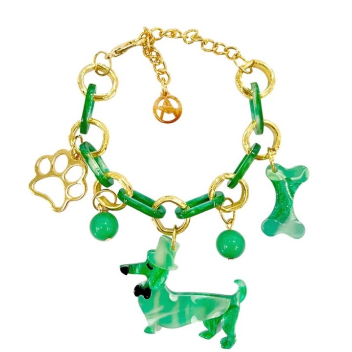 Bracciale Bijoux DOGX Catena Multi-Charms Verde