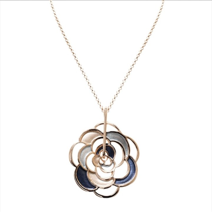 Girocollo Bijoux Ciondolo Fiore Smaltato Blu