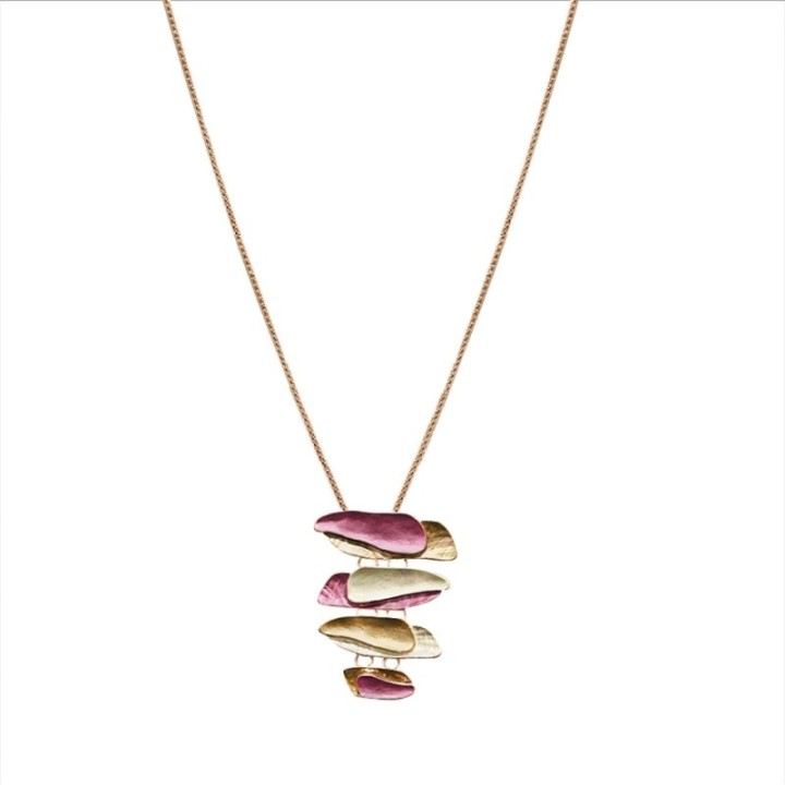 Collana Bijoux Lunga Pietre Zen Fucsia Smaltato
