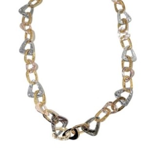 Collana Bijoux Lunga Catena Triangolare Tricolore