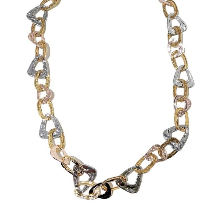 Collana Bijoux Lunga Catena Triangolare Tricolore