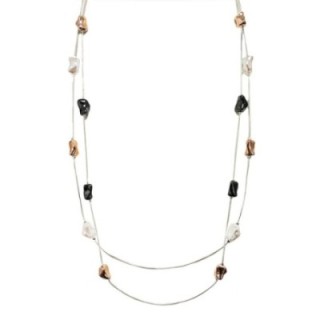Collana Bijoux Lunga Doppio-Filo Pepite Tricolore