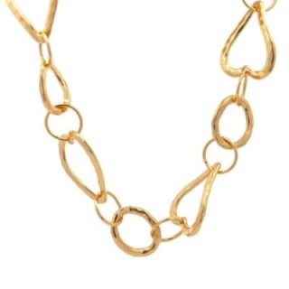 Collana Bijoux Lunga Catena Cuori Dorata