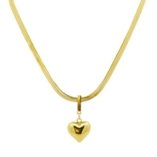 Girocollo Catena Snake Pendente Cuore Acciaio 316L