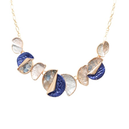 Girocollo Bijoux Mezza-Moneta Smaltato Blu Palette