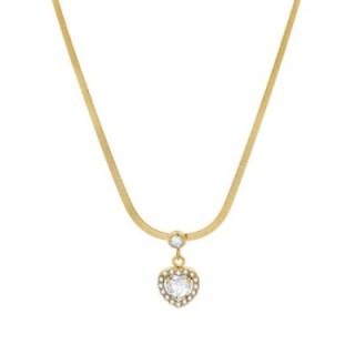 Girocollo Catena Snake Cuor di Zirconia Bianco Acciaio