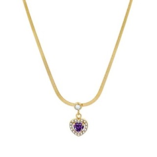 Girocollo Snake Cuor di Zirconia Viola Acciaio