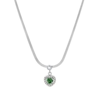 Girocollo Snake Cuor di Zirconia Verde Acciaio