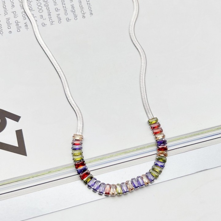 Giro-Diadema Modernista Snake Zirconia Acciaio