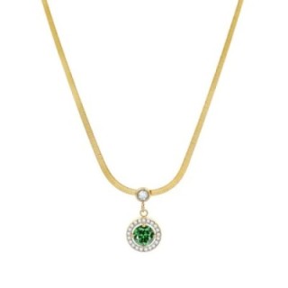 Girocollo Snake Tondo Zirconia Verde Acciaio