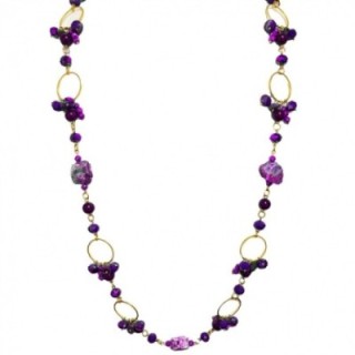 Collana Bijoux Lunga Pietre Cristalli Viola