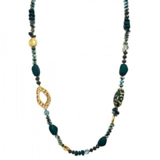 Collana Bijoux Lunga Kenya Pietre Cristalli Verdi