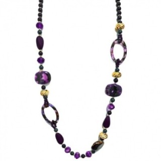 Collana Bijoux Lunga Zanzibar Pietre Cristalli Viola