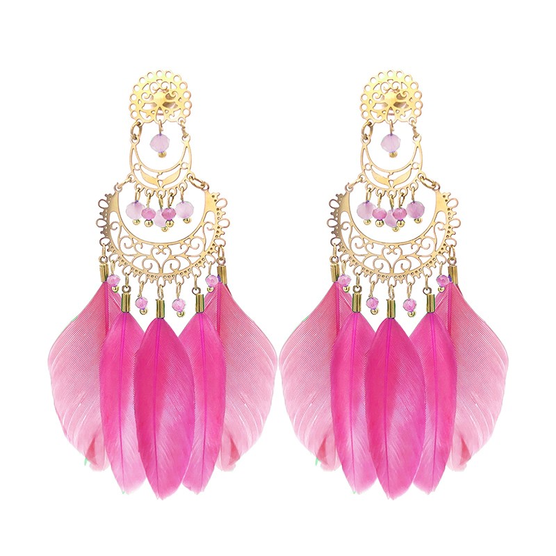 Pendenti Piuma Fucsia Dama di Persia Acciaio 316L