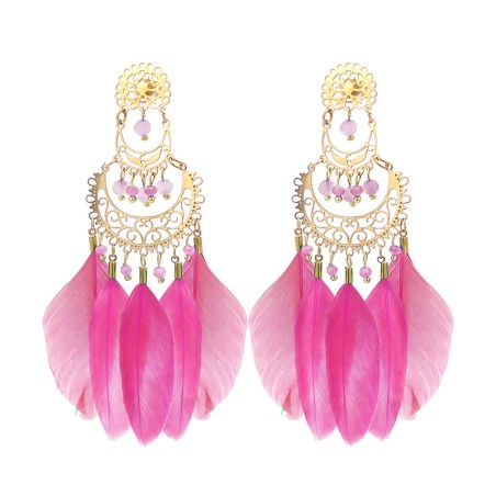 Pendenti Piuma Fucsia Dama di Persia Acciaio 316L